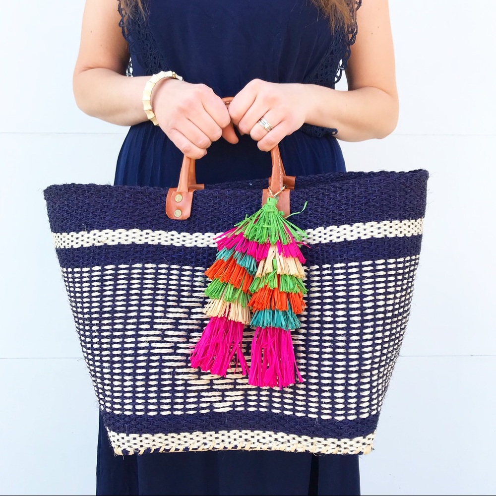 My Four Seasons Maui Beach Tote Mar Y Sol Colorful Tassels Handmade Madagascar